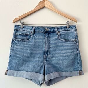 American Eagle High Rise Stretch Denim Mom Shorts Size 12
